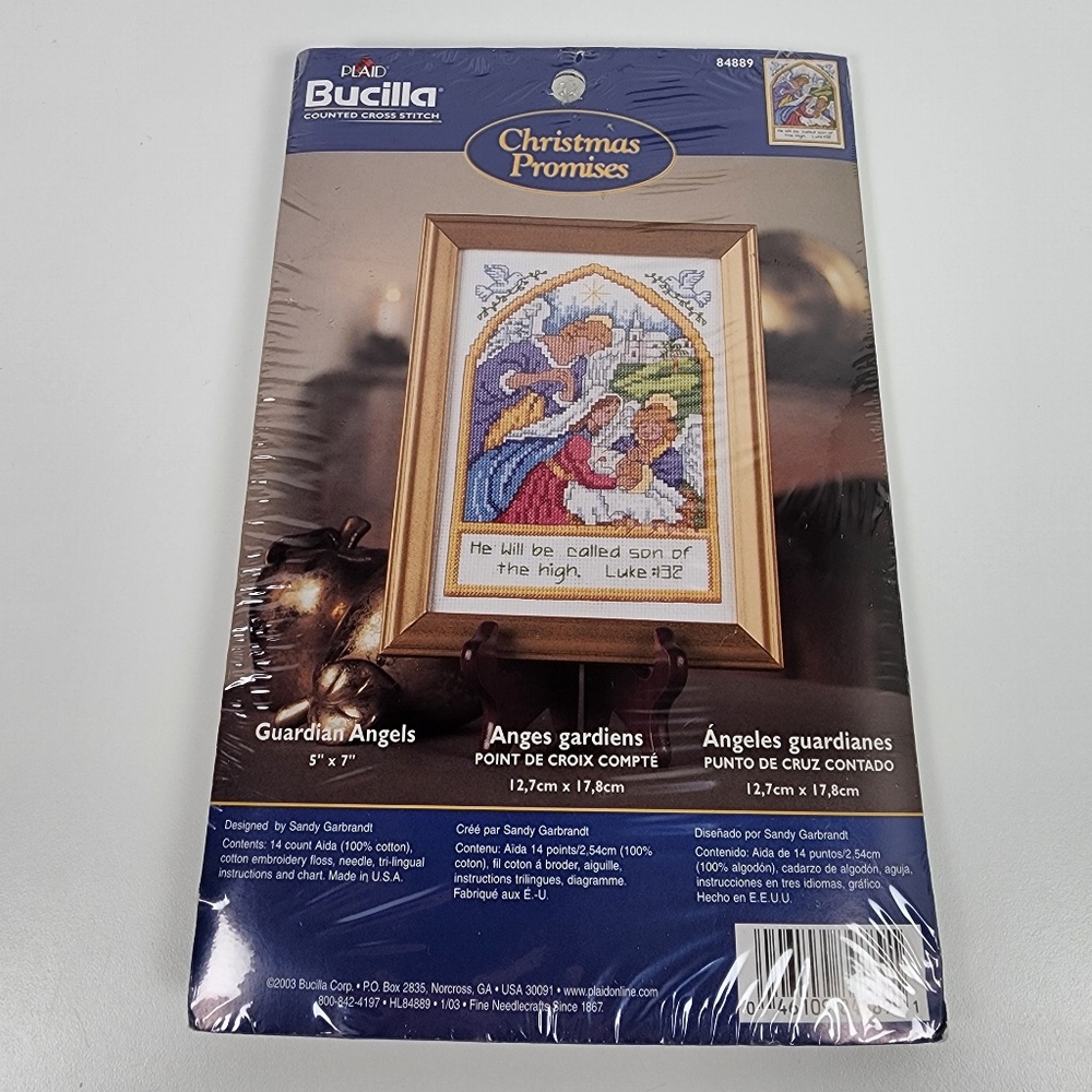 VTG Bucilla Counted Cross Stitch Kit 84889 Christmas Promises Guardian Angles